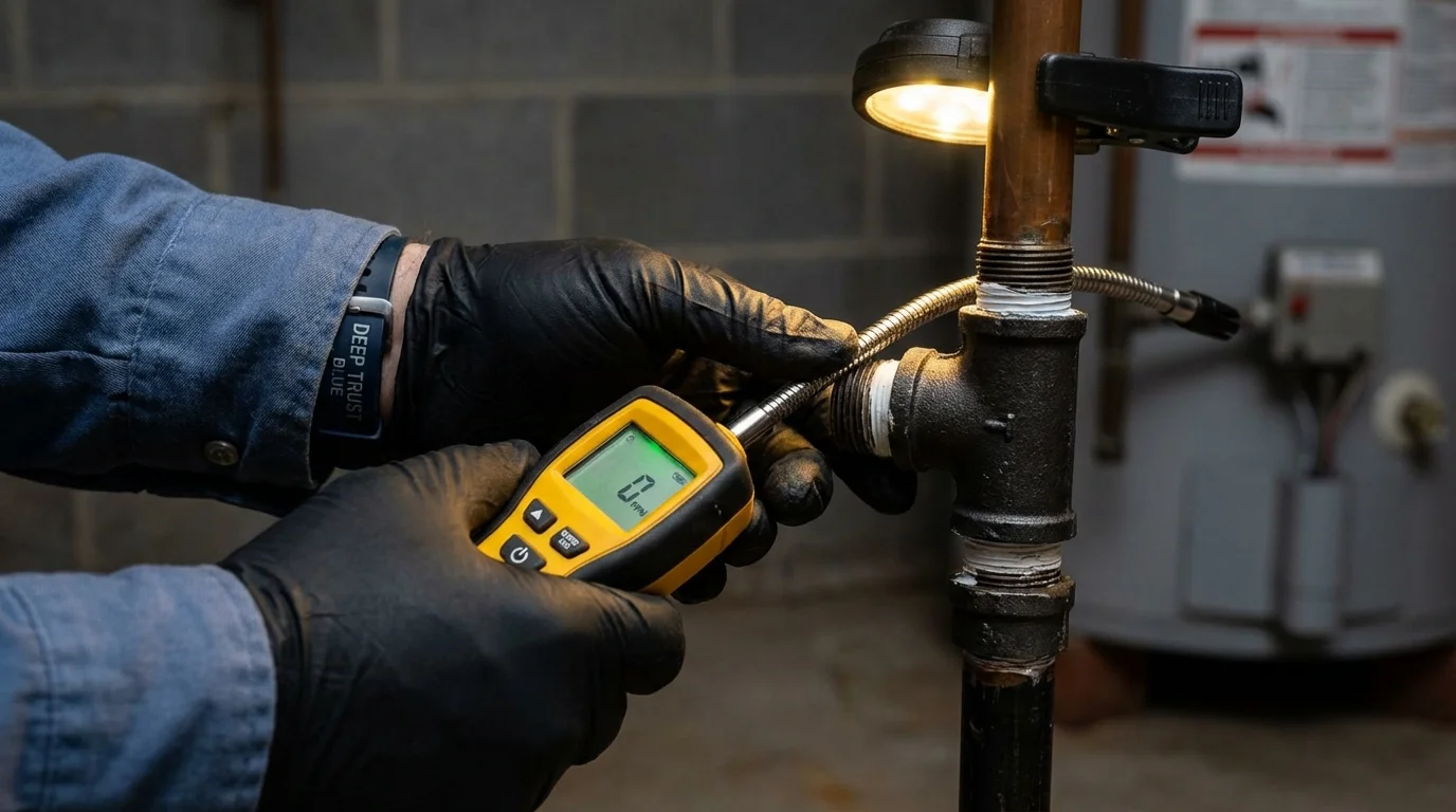Gas leak detection with electronic sniffer by Johns Plumbing LLC in Maitland