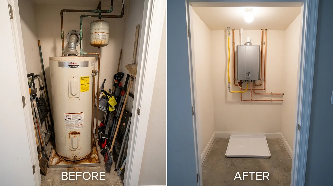 Tank water heater versus wall-mounted tankless unit comparison for Maitland, FL homeowners