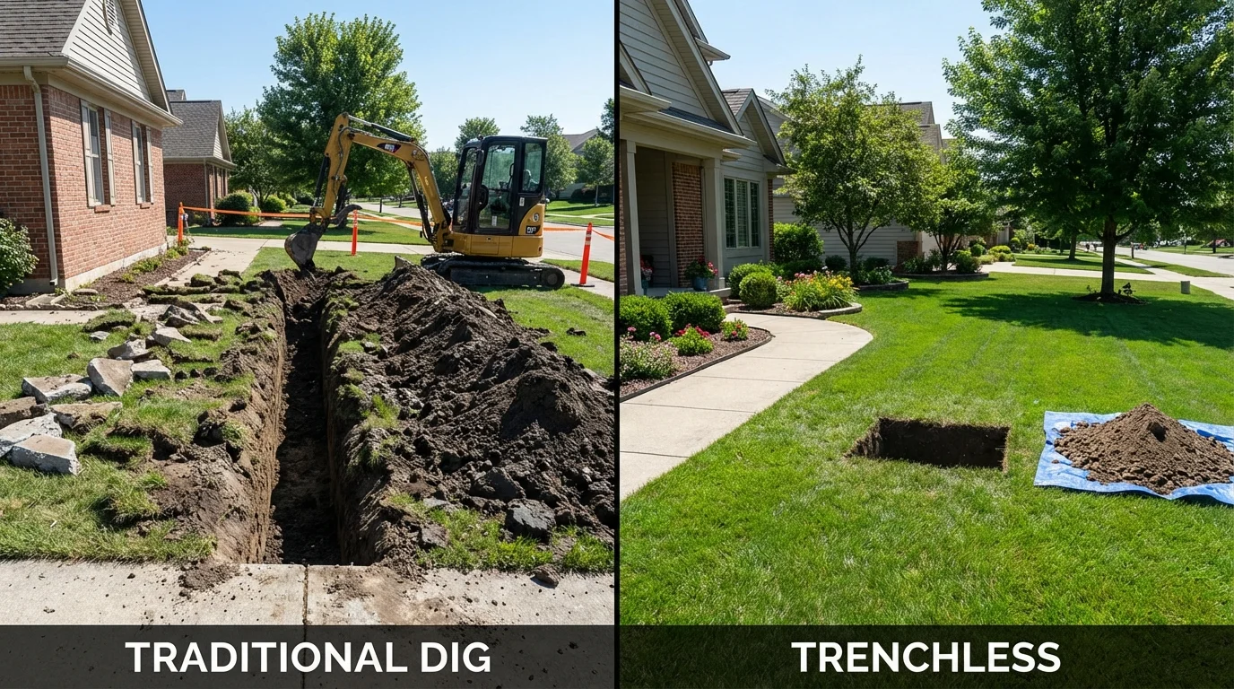 Trenchless sewer repair with minimal yard damage versus traditional excavation in Maitland, FL
